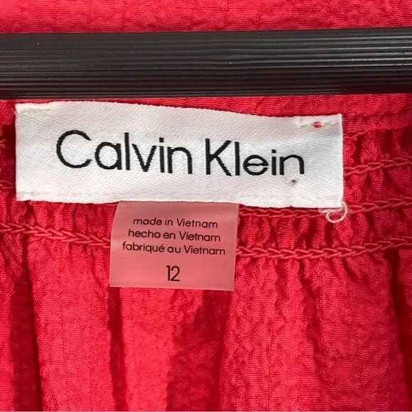 Calvin Klein Women's Flutter Sleeve V-Neck Gauze Dress Size 12 NWT Watermelon - Picture 9 of 16